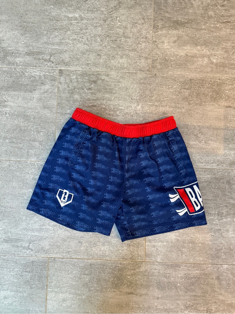 Baseball 101 - Navy Blue Pennant short - YXL